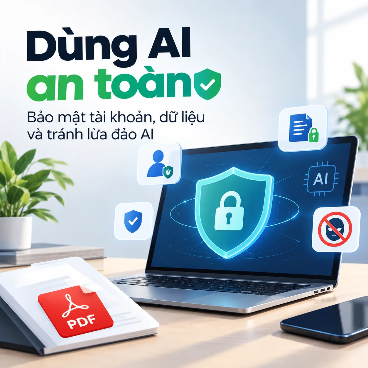 Dùng AI an toàn – Bảo mật tài khoản, dữ liệu và tránh lừa đảo AI
